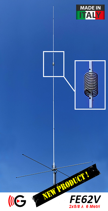 Antenna Grazioli FE62V 2x5/8λ 6 Metri - New Product - Made in Italy